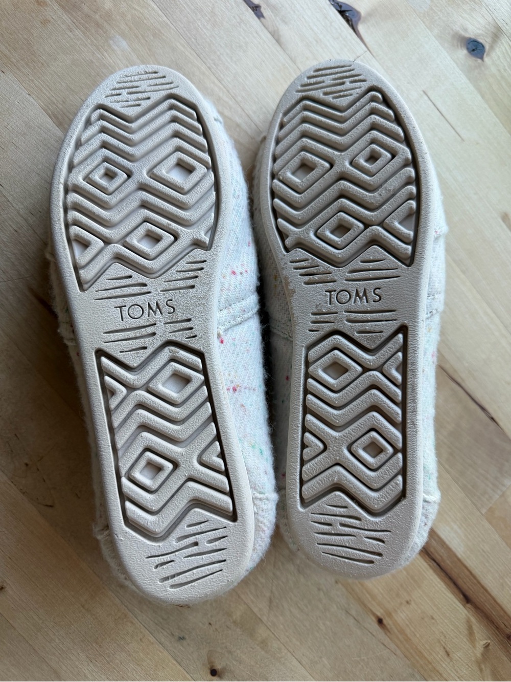 Toms Cream Knit Slip-On Flats with Multicolor Speckle - Picture 2 of 2